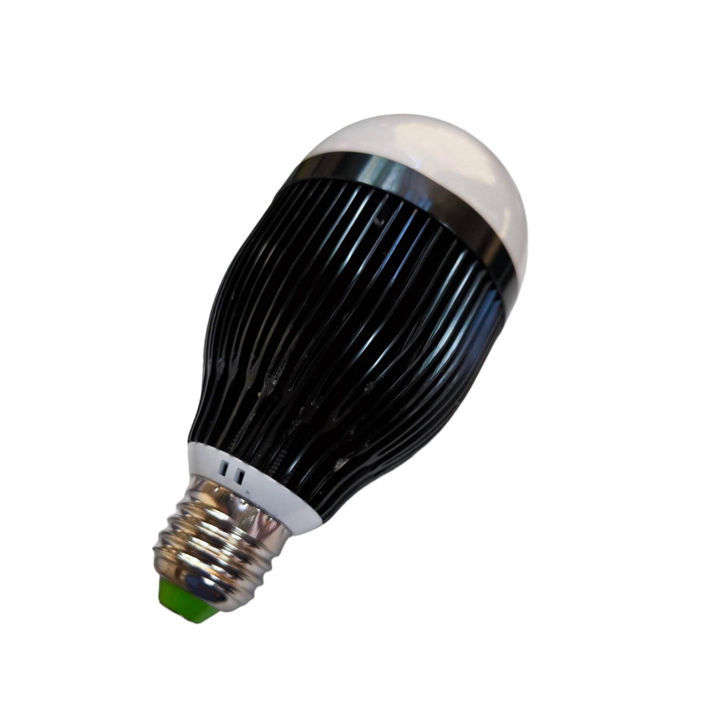 Black LED light bulb on a white background Denko 12W LED Industrial Bulb with Heat Sink E27 220V SMD LED Available in 3000K Warm White or 6500K Daylight Electx Electrical SUpply