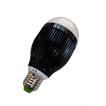 Black LED light bulb on a white background Denko 12W LED Industrial Bulb with Heat Sink E27 220V SMD LED Available in 3000K Warm White or 6500K Daylight Electx Electrical SUpply