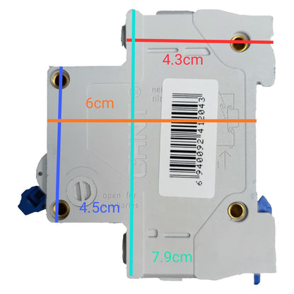 Electrical switch with measurements marked on a white background