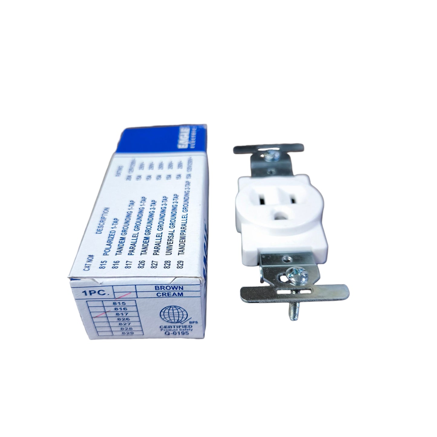 Eagle Flat Pin with Ground 15A 250V CAT 817C