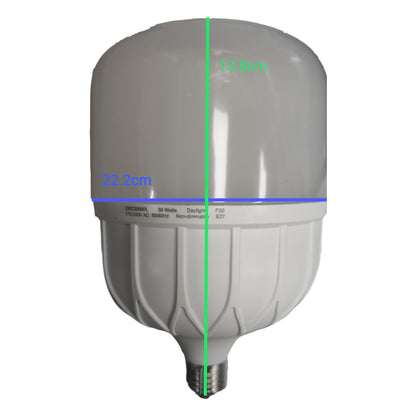 Gray light bulb with measurements on a white background