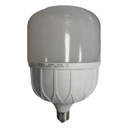 White industrial light bulb on a white background