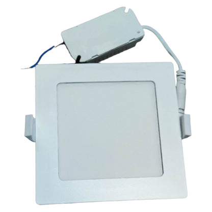 Square recessed ceiling light with wiring on a white background