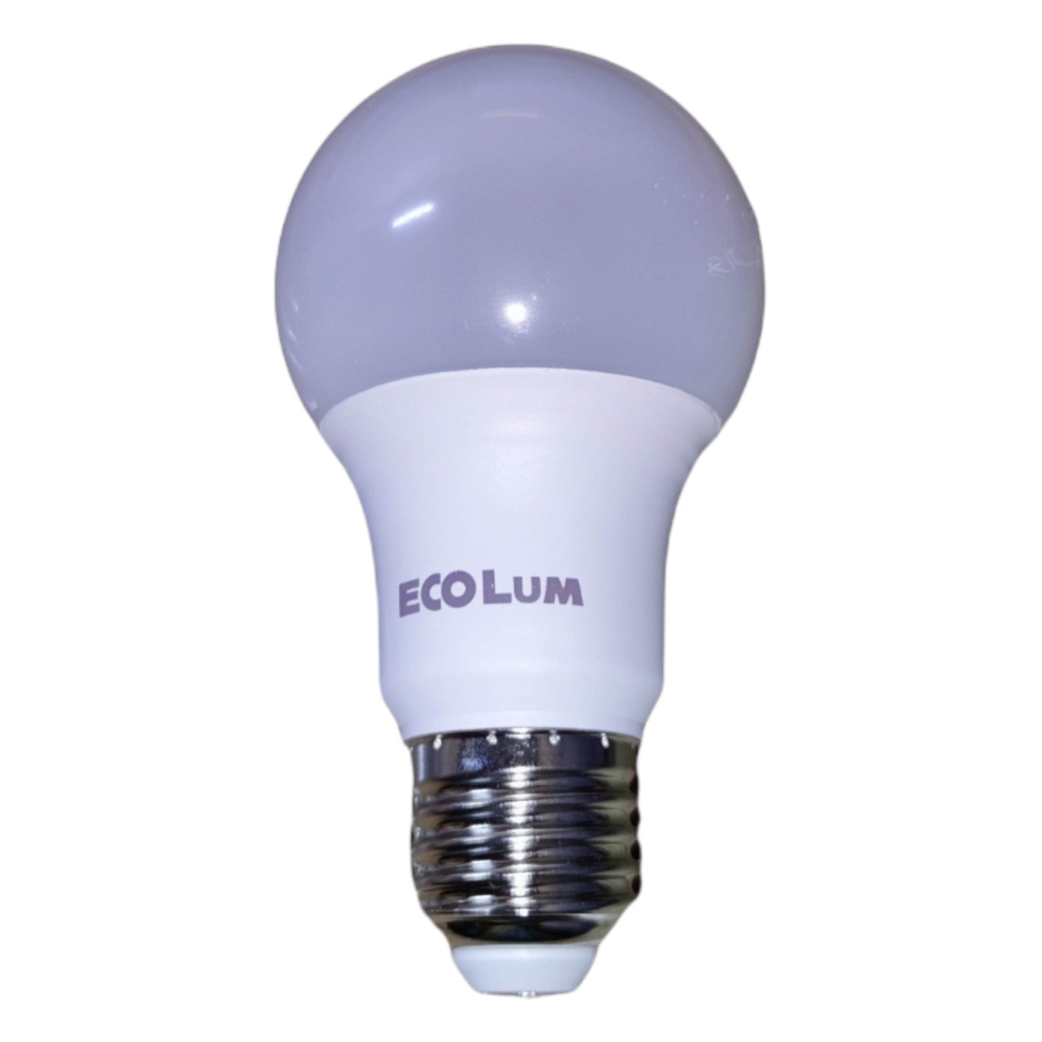 LED light bulb with 'ECOLUM' branding on a white background