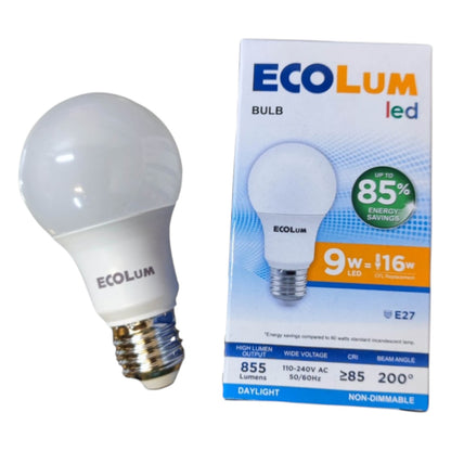 Ecolum LED bulb and packaging on a white background