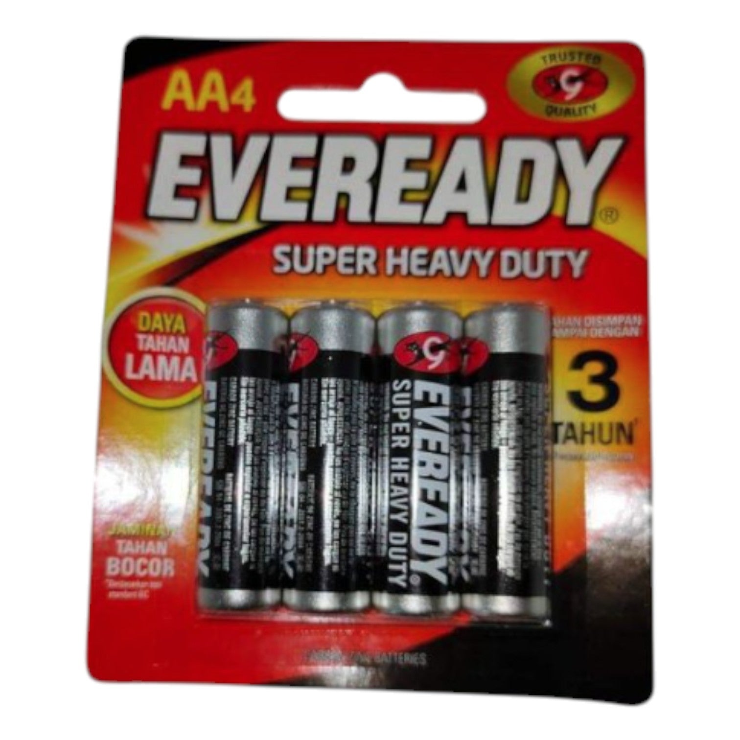 Pack of Eveready AA batteries on a white background