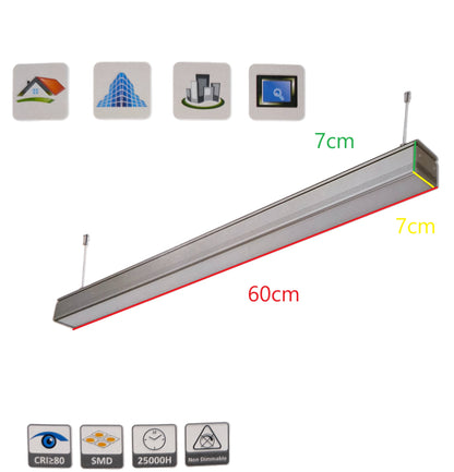 FSL 18W LED Linear Suspension Light 220V Cool White 4000K 1300 Lm Aluminum IP20 120 Beam Angle SSPL3C-18 600mm x 70mm x 70mm Pendant Mounting