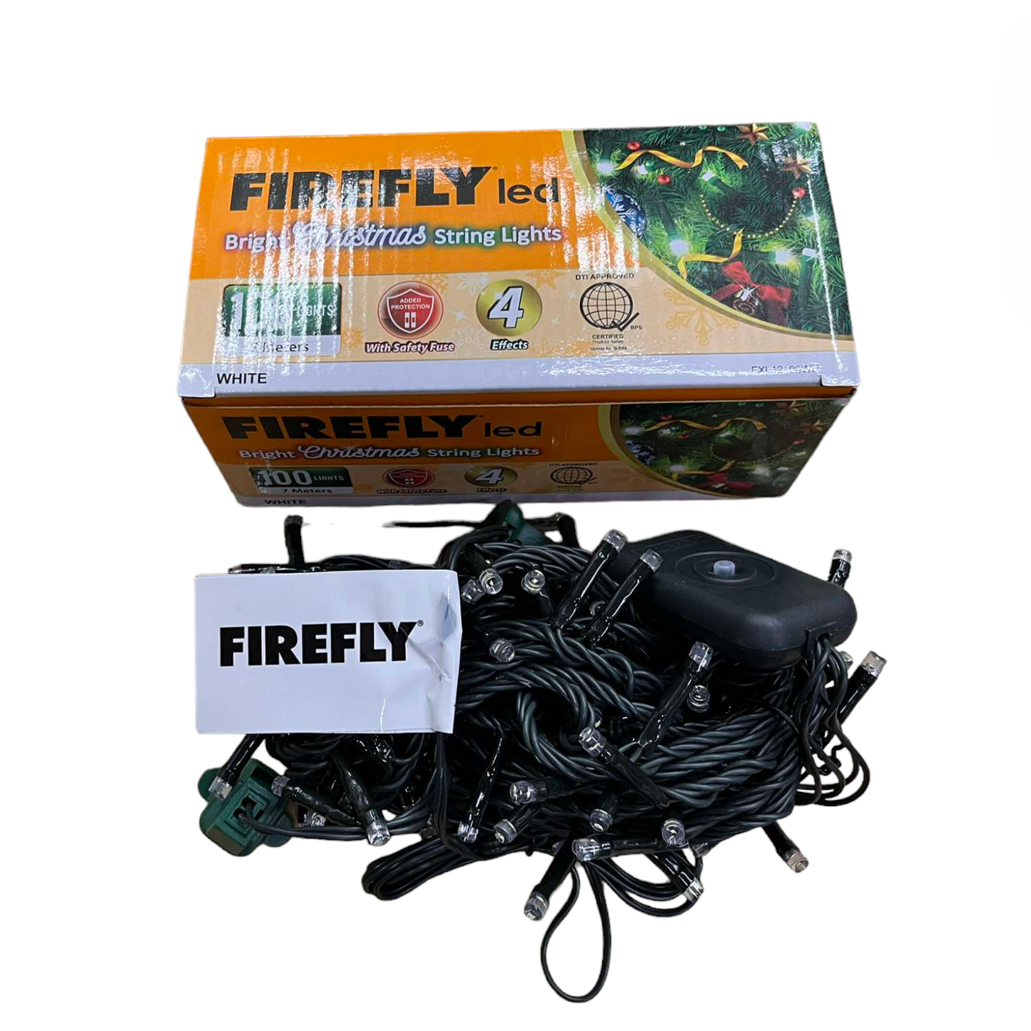 Firefly 100 LED Bulb Christmas Light Daylight 6500K 7 Meters 7W 220V Indoor Max of 20 Connection Green Wire 4 Effects Steady, Running, Blinking, Alternating FXL12100WH Electx Electrical Supply