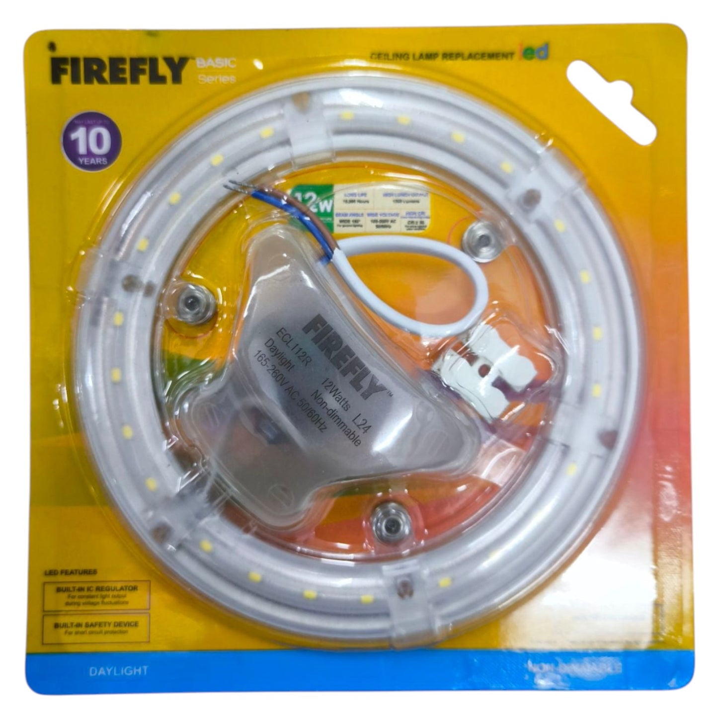 Firefly LED light bulb packaging on a white background