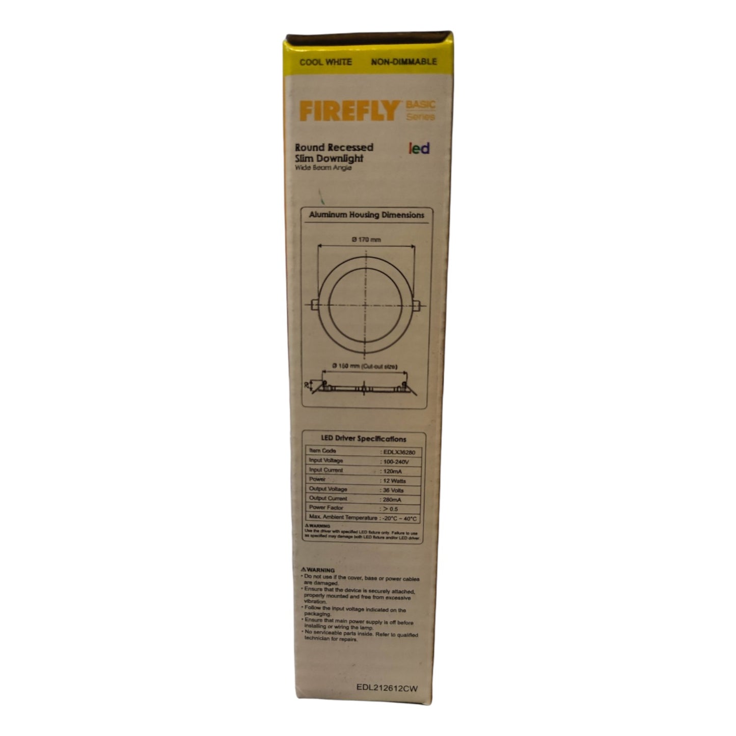 Firefly LED bulb packaging on a white background