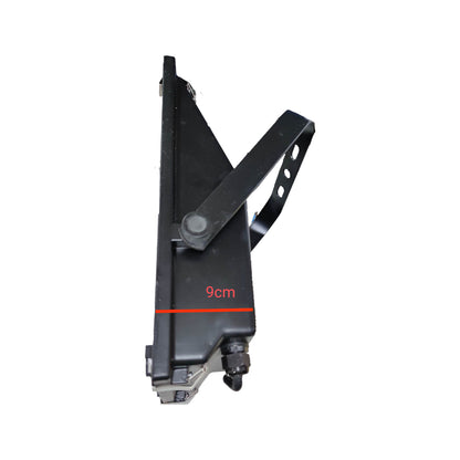 Black metal tool with a red measurement label on a white background