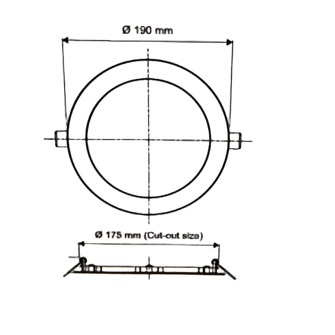 Firefly 15W LED Round Recessed Slim Downlight 1275 Lumens Daylight 6500K 220V Dia 190mm Cut out 175mm EDL212615DL