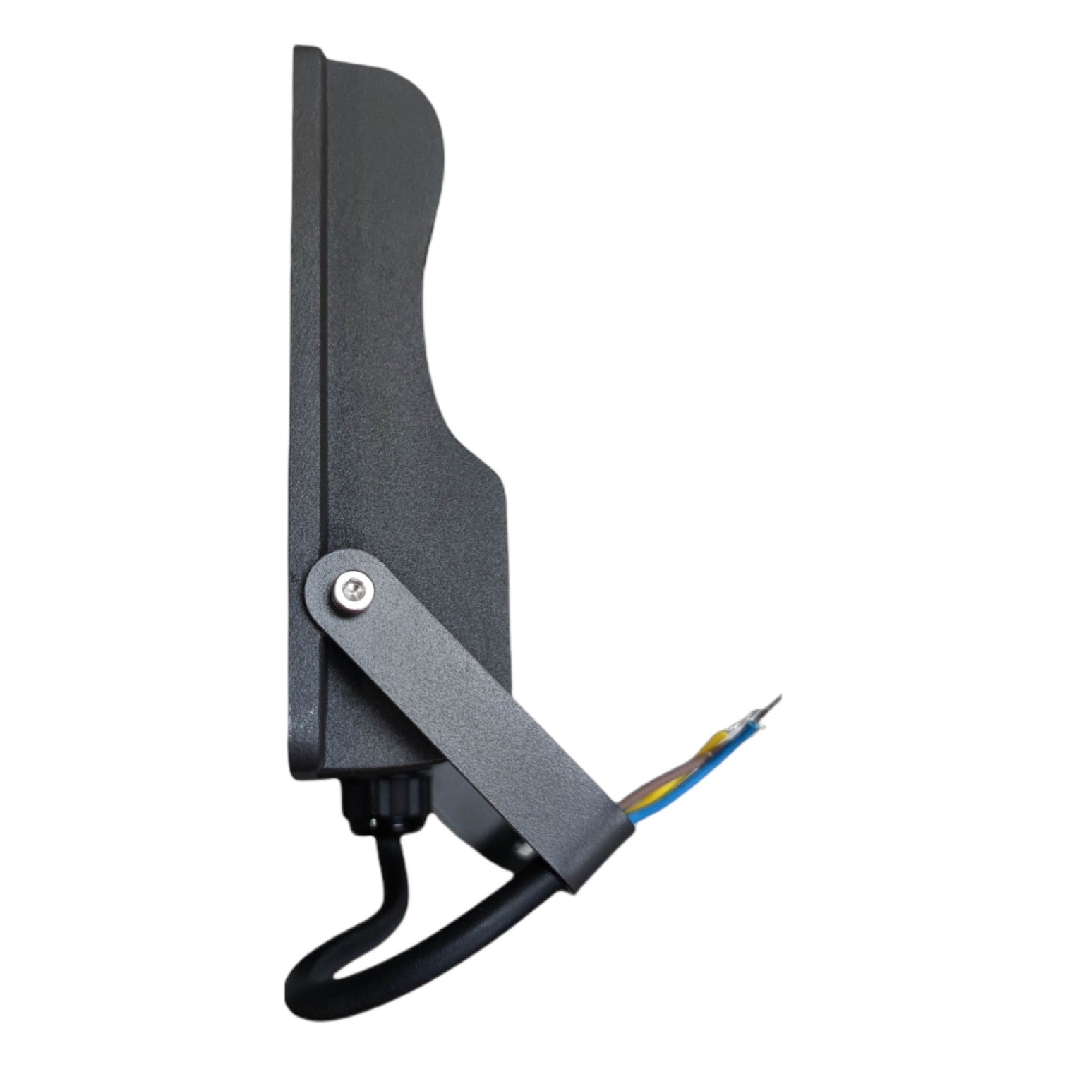 Gray guitar capo with wires on a white background