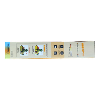 Long rectangular product packaging with colorful labels on a white background
