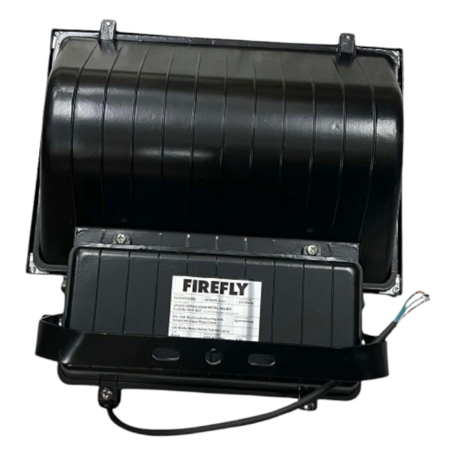 Black fan with 'Firefly' branding on a white background