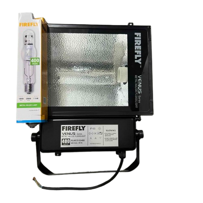 Firefly 400W Metal Halide Flood Light Fixture Set with 400W Tubular Metal Halide Bulb Venus Series