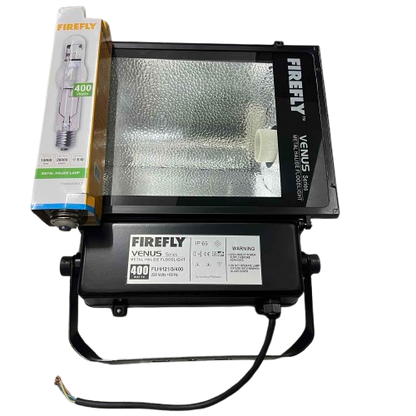 Firefly 400W Metal Halide Flood Light Fixture Set with 400W Tubular Metal Halide Bulb Venus Series