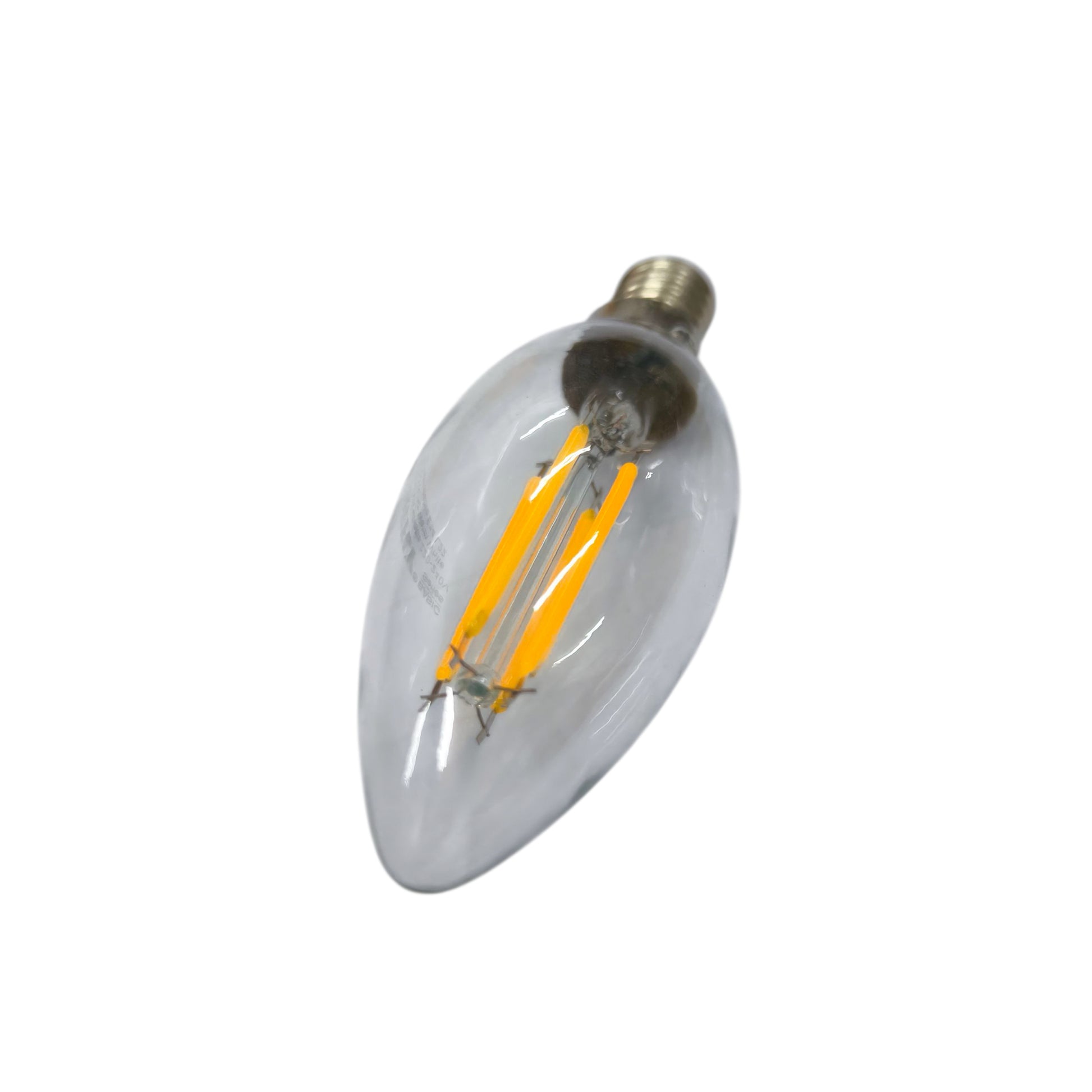 Clear LED light bulb on a white background Firefly 4W LED Bulb Candle Filament Type E14 3000K Warm White 220V EBC904WW Electx Electrical Supply