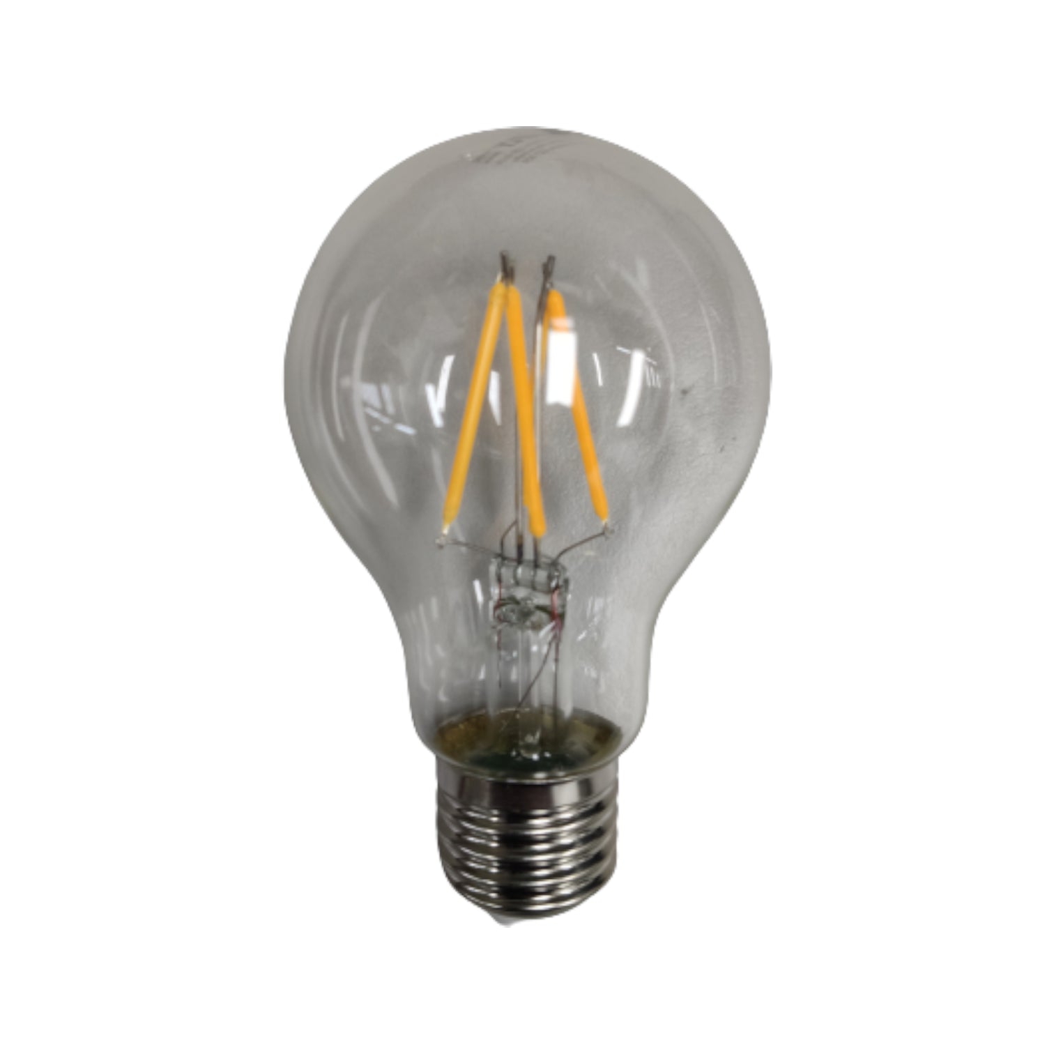 Clear LED light bulb on a white background