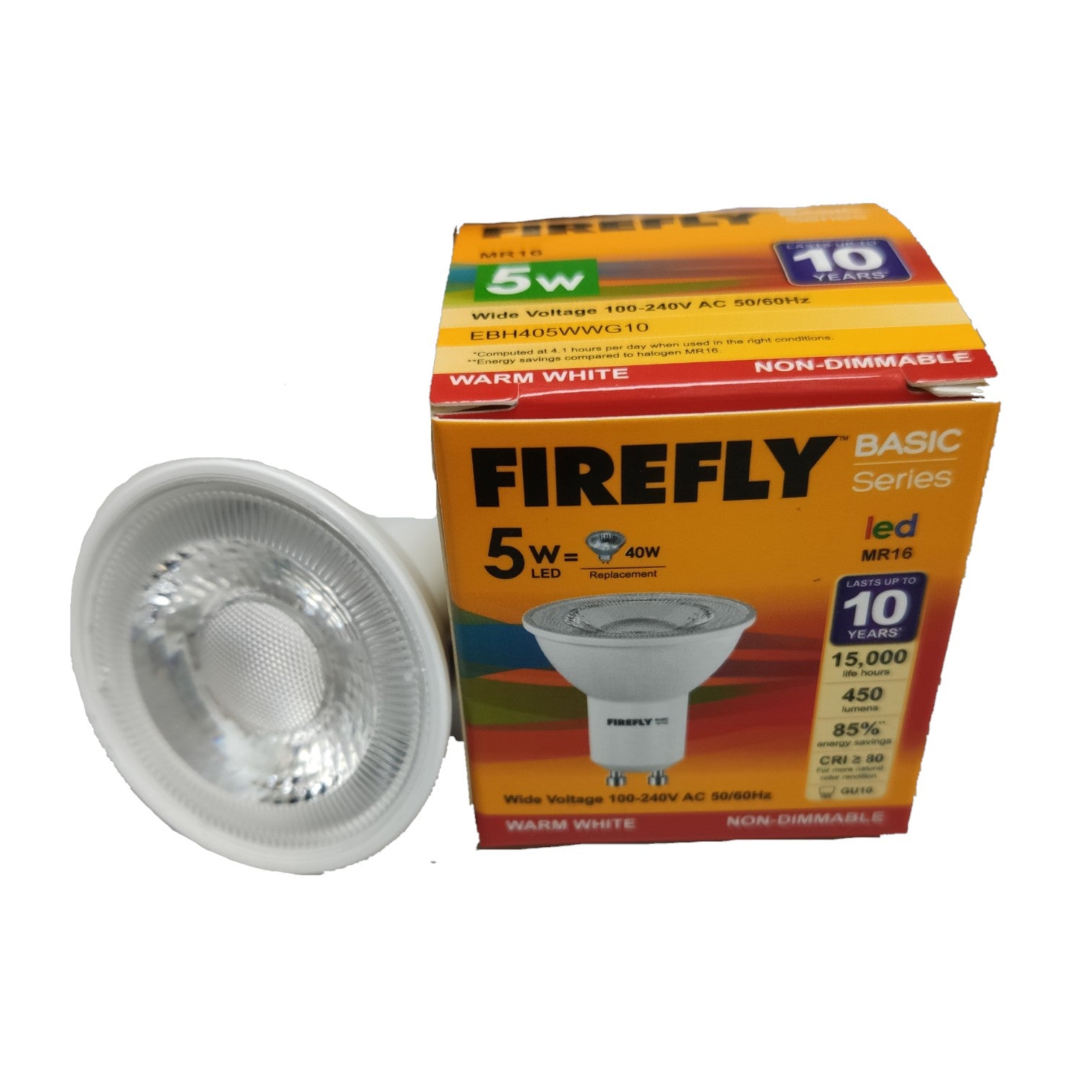 Firefly LED bulb with packaging on a white background
