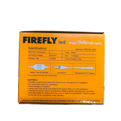 Firefly LED Christmas Light / String Light 150 LED Light Bulbs 10 Meters  Steady only Daylight Transparent White Wire ( Indoor/ Outdoor use ) FXL1115044WH Electx Electrical SUpply 9
