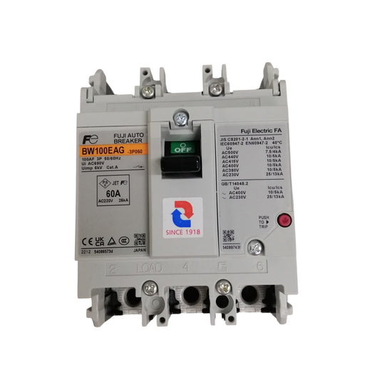 Fuji MCCB 60A circuit breaker with adjustable settings for reliable electrical protection