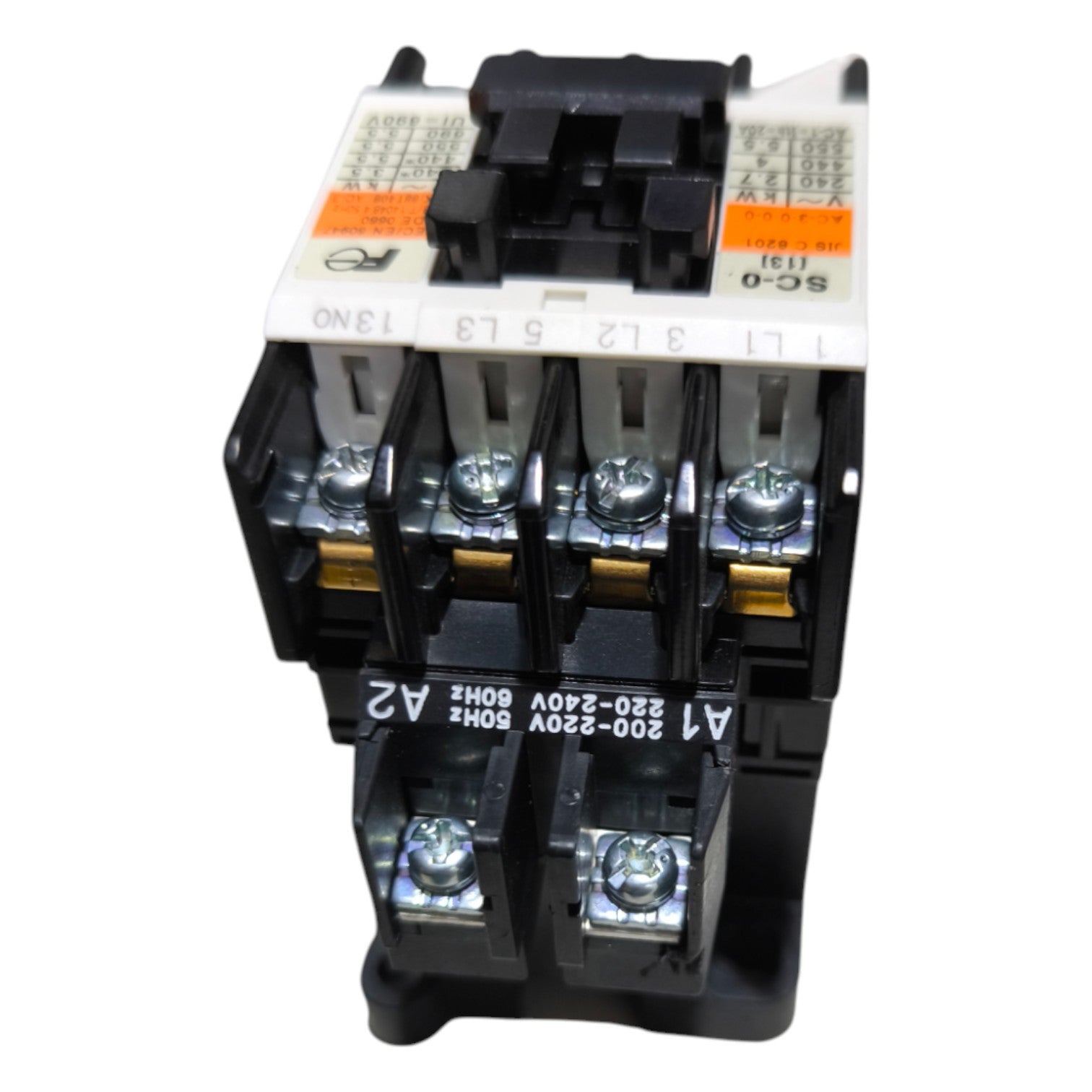 Electrical contactor on a white background