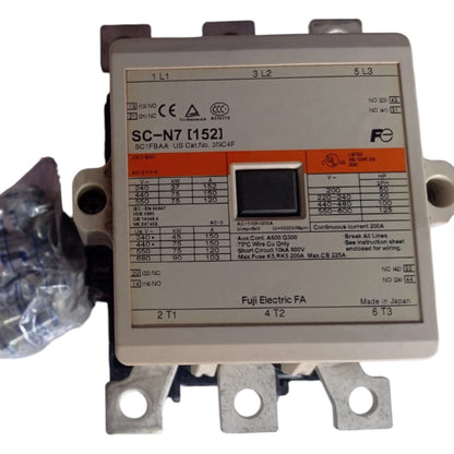 Electrical component with label and certification marks on a white background