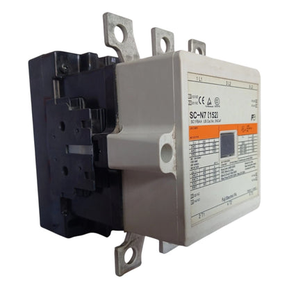 Electrical contactor with label on a white background