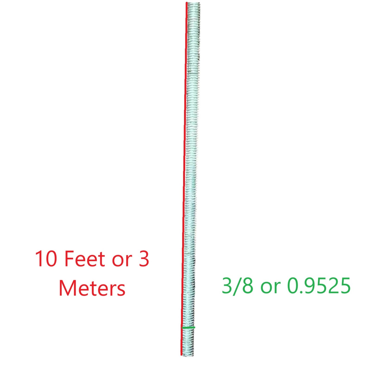 Local Full Thread Rod 3/8 x 10 Feet or 0.9525 x 3 Meters