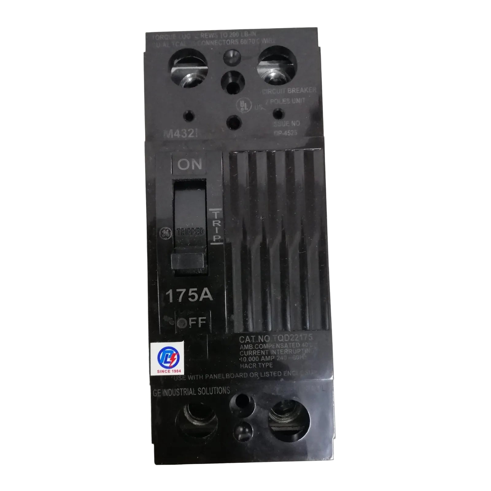 GE 175A Single Phase 2 Pole Circuit Breaker 240V MCCB, ECB, Circuit Breakers TQD22175