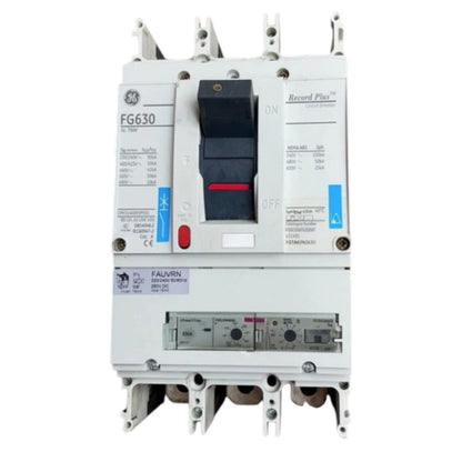Electrical circuit breaker with GE branding on a white background GE 500A 3Pole 85KAIC 220V MCCB Industrial Circuit Breaker FG630 Record Plus FGNDA3500NF