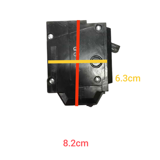 GE 50 amp 1 pole circuit breaker in black with compact design and mounting details