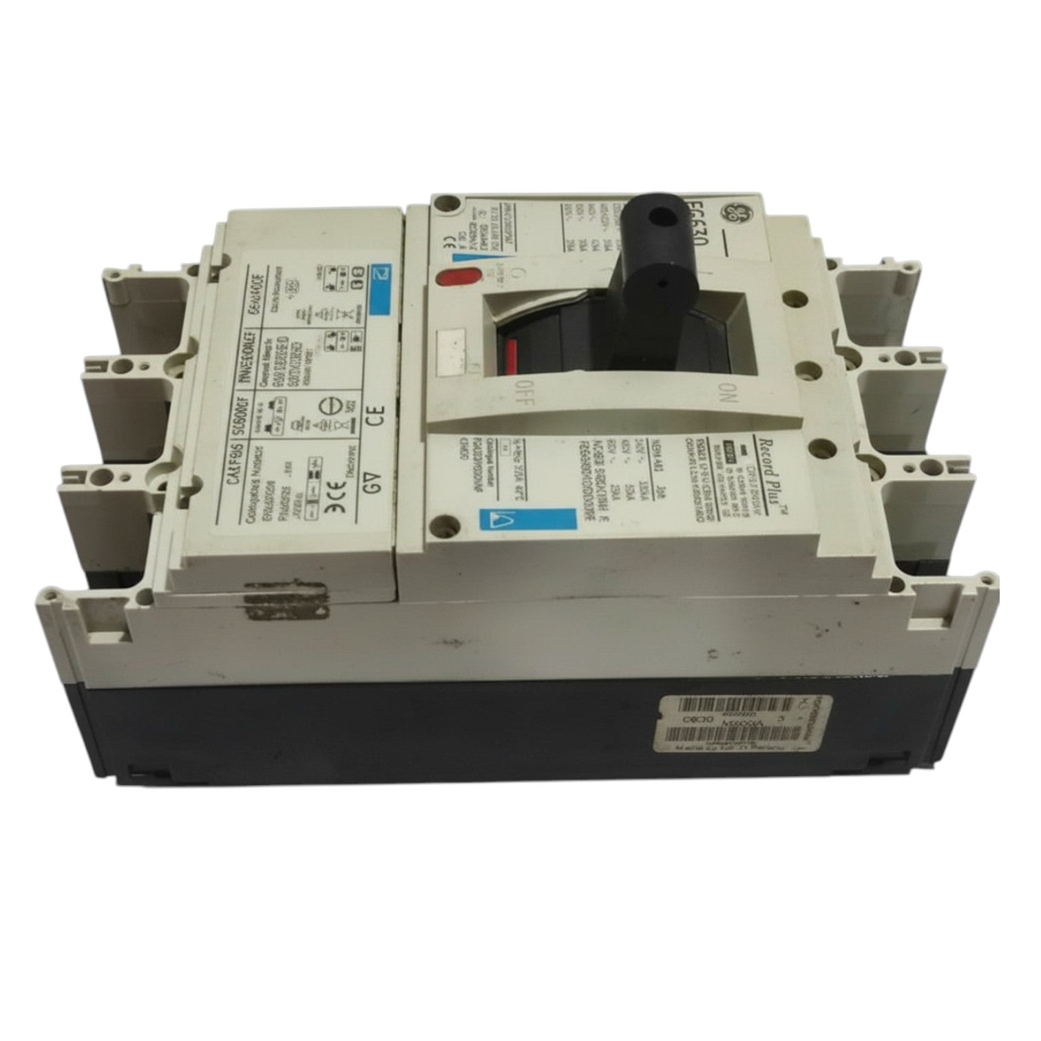 Electrical circuit breaker on a white background GE 630A 3Pole 85KAIC 220V MCCB Industrial Circuit Breaker FG630 Record Plus FGNDA3630NF Electx Electrical SUpply