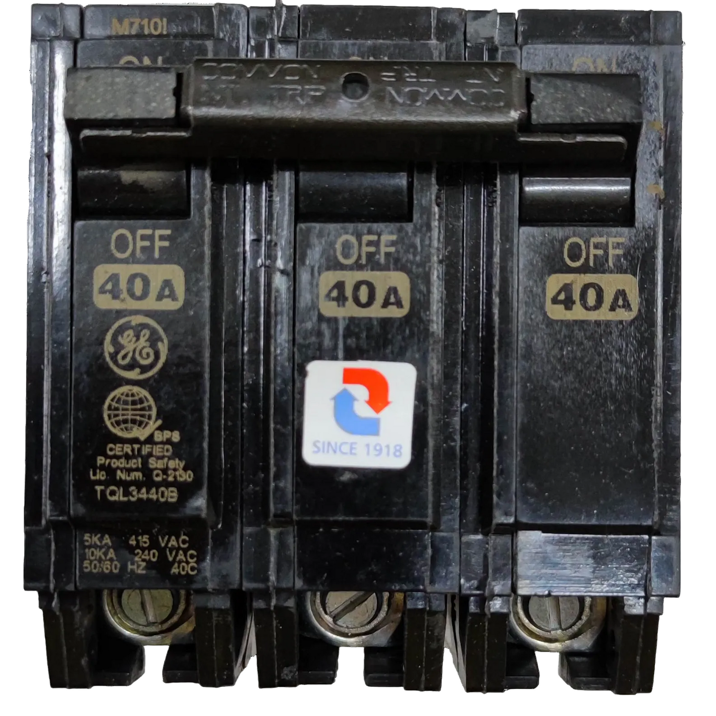 GE Circuit Breaker 40A 3Pole, 3 Phase Plug In Breaker TQL, Circuit Breakers TQL3440B