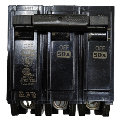 GE Circuit Breaker 50A 3Pole, 3 Phase Plug In Breaker TQL, Circuit Breakers TQL3450B