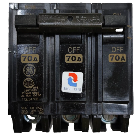 GE Circuit Breaker 70A 3Pole, 3 Phase Plug In Breaker TQL, Circuit Breakers TQL3470B
