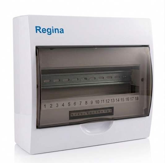 Regina 18-Ways Plastic Distribution Box Surface Type,18-Module Panel Box for Miniature Circuit Breaker