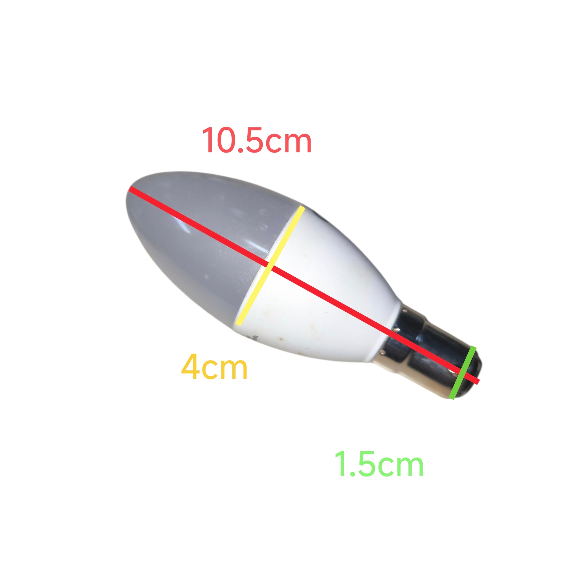 Fishing float with measurements on a white background