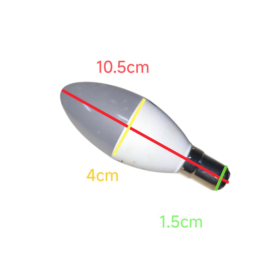 Fishing float with measurements on a white background