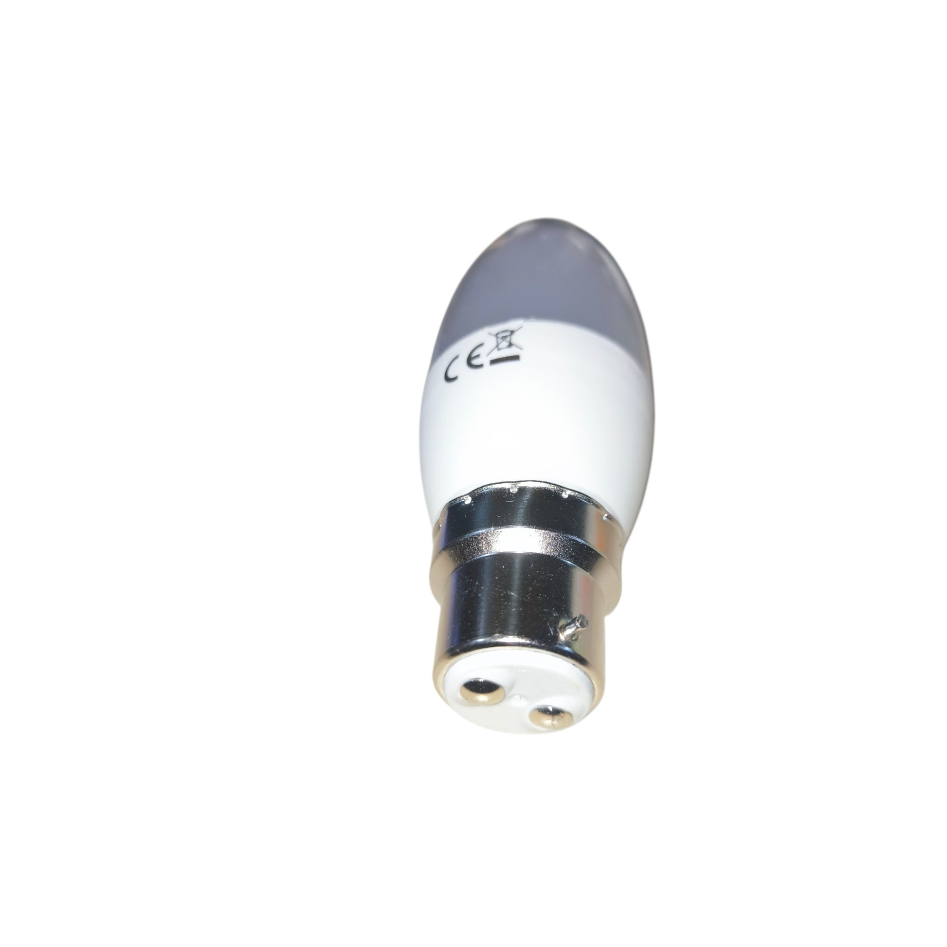 Small light bulb with a white base on a white background
