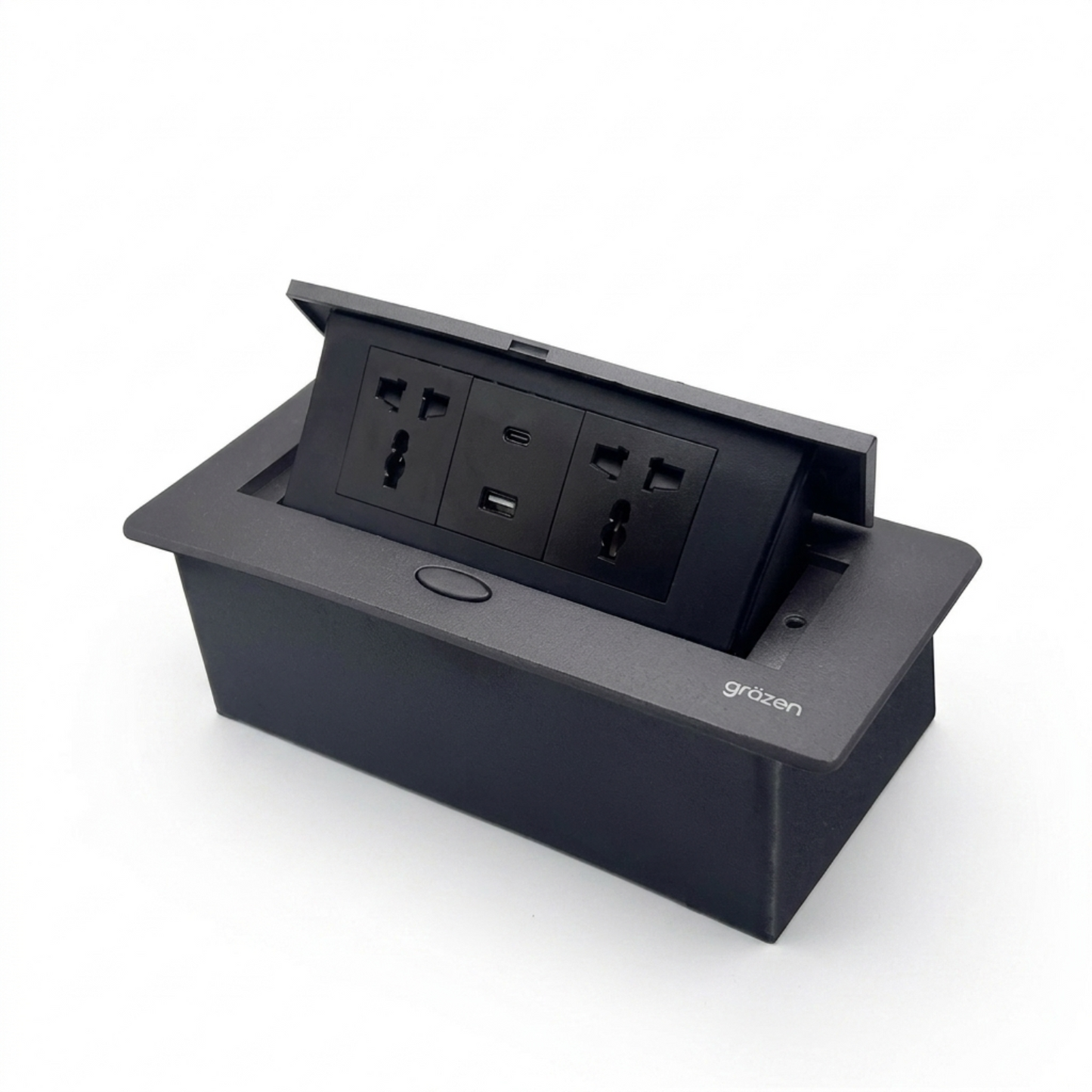 Grazen Aluminum Pop-up  Table Outlet 2 Gang Multi-Outlet with Ground 16A 250V,USB 2A and USB-C 3A