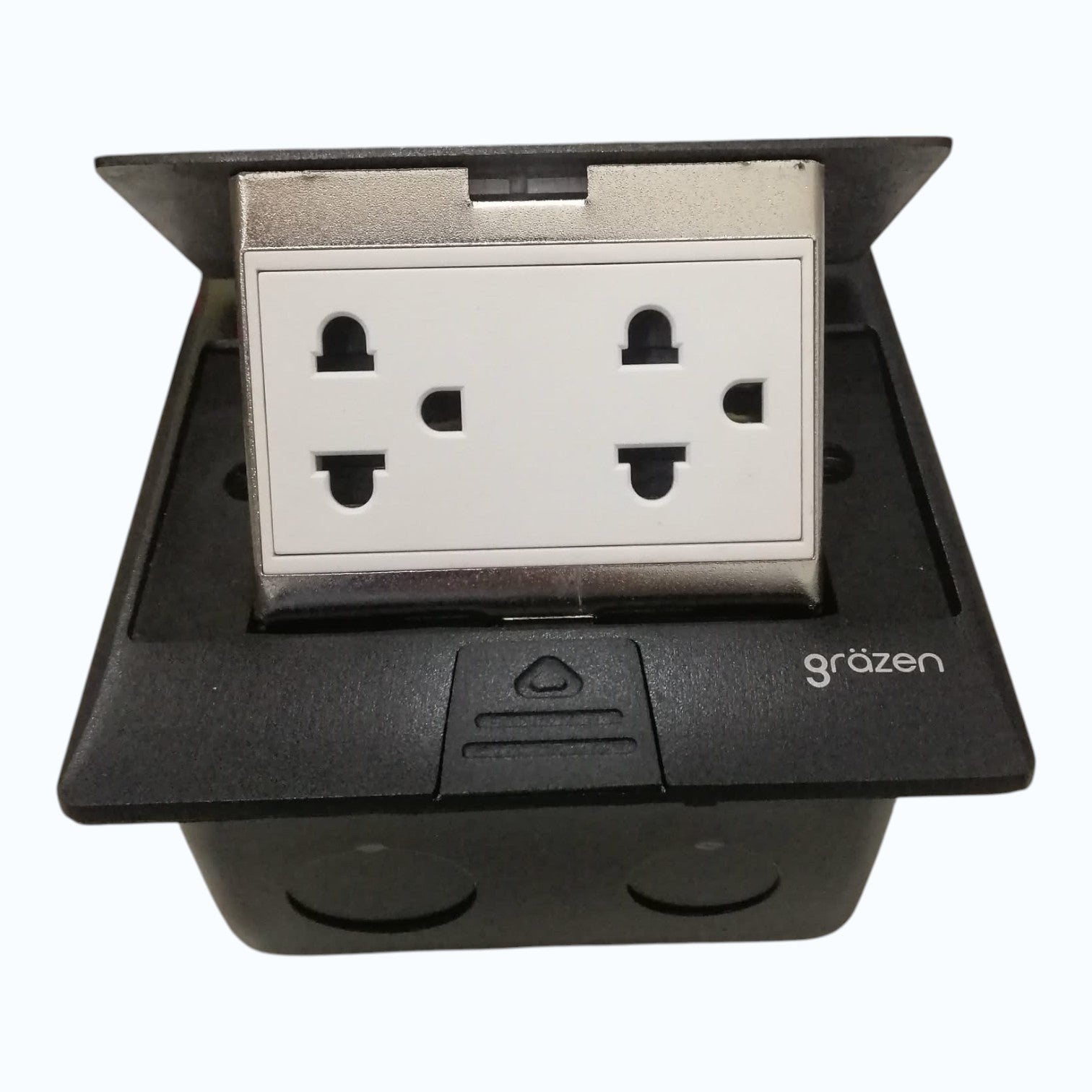 Grazen Black Pop-up Floor Outlet 2 Gang Universal Outlet with Ground 10A 250V