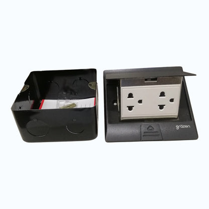 Grazen Gray Pop-up Floor Outlet 2 Gang Universal Outlet with Ground 10A 250V