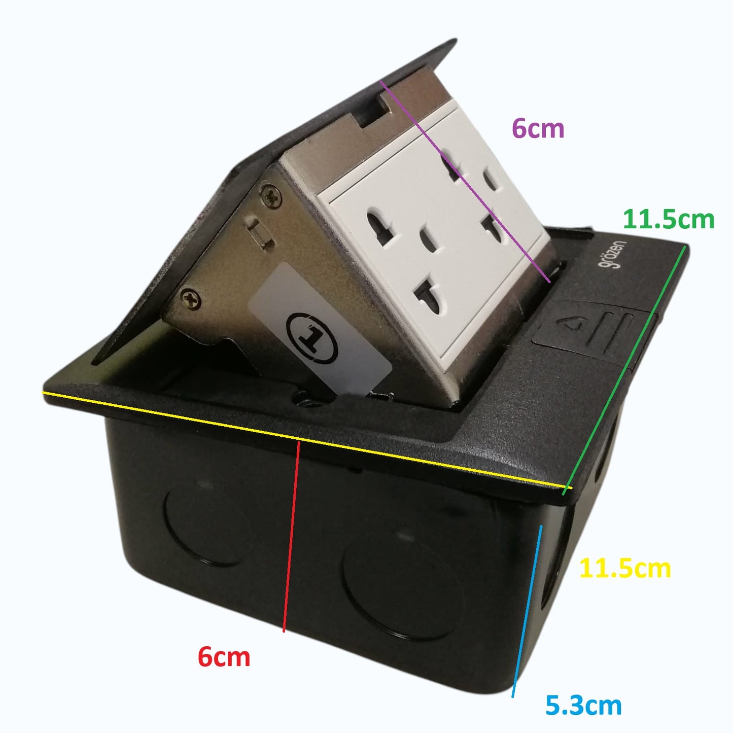 Grazen Gray Pop-up Floor Outlet 2 Gang Universal Outlet with Ground 10A 250V