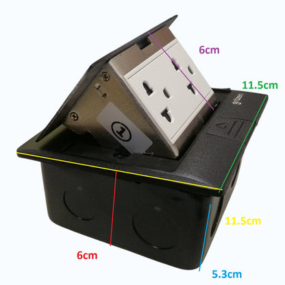Grazen Gray Pop-up Floor Outlet 2 Gang Universal Outlet with Ground 10A 250V