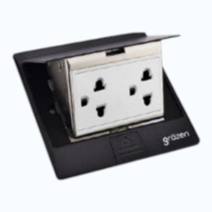 Grazen Gray Pop-up Floor Outlet 2 Gang Universal Outlet with Ground 10A 250V