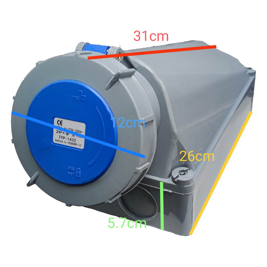 Grippes 125A 2P+E Industrial Outlet 380- 415V AC Wall Type ( 3 Pins) IEC6309-2 # 1432 Electx Electrical Supply