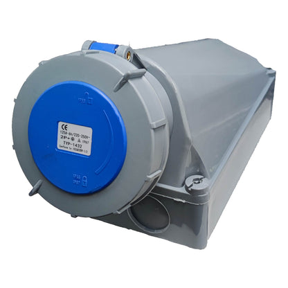 Mechanical component with blue and gray colors on a white background