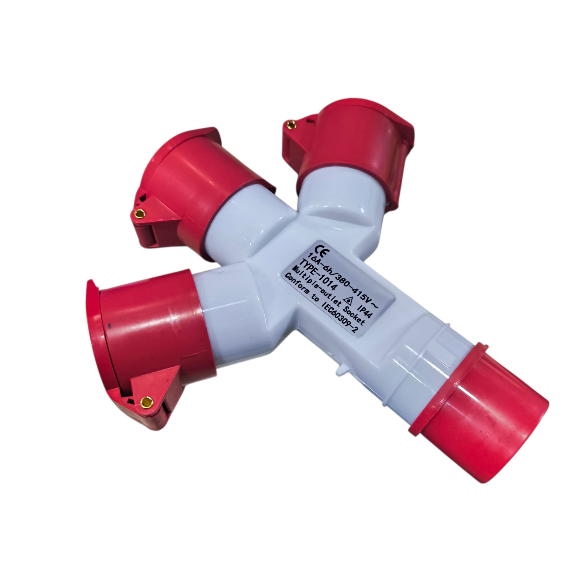 Red and white plastic fitting on a white background